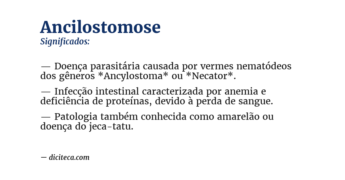 Significado de ancilostomose