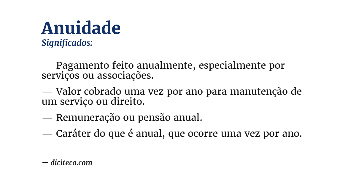 Significado de anuidade