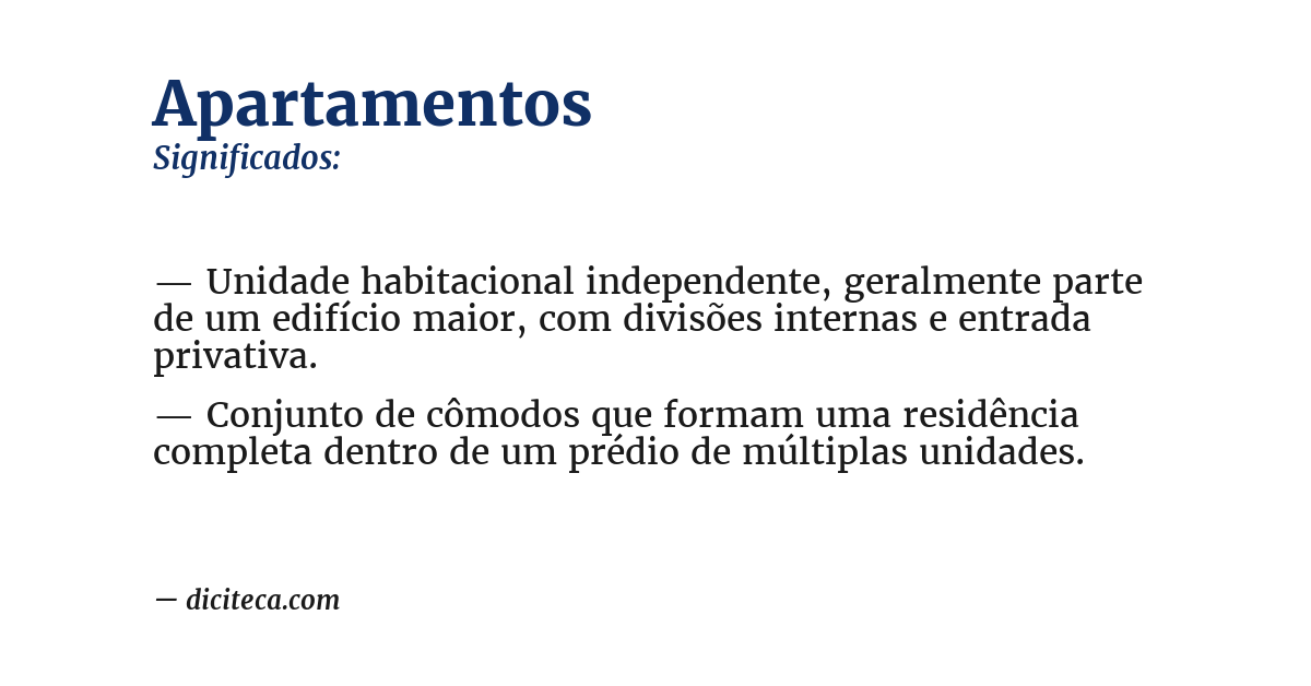 Significado de apartamentos