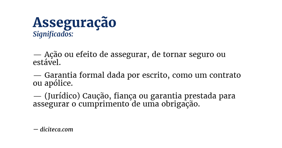 Significado de asseguração