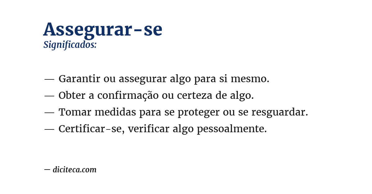 Significado de assegurar-se