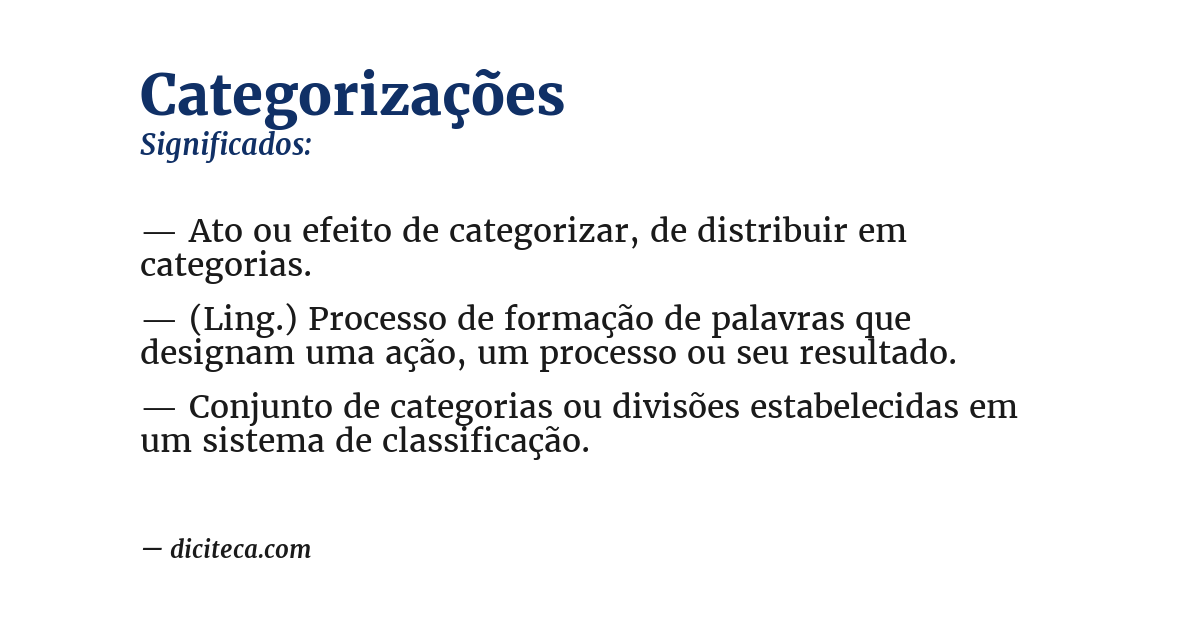Significado de categorizações