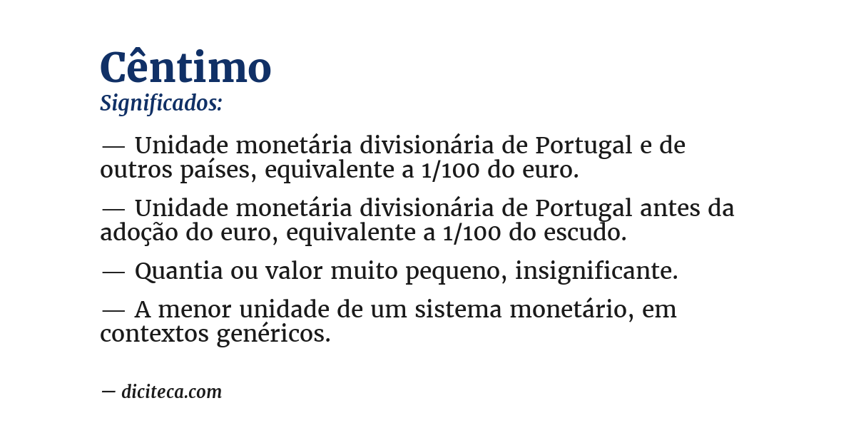 Significado de cêntimo