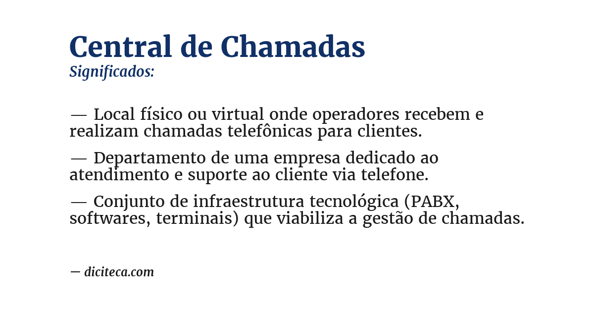 Significado de central de chamadas