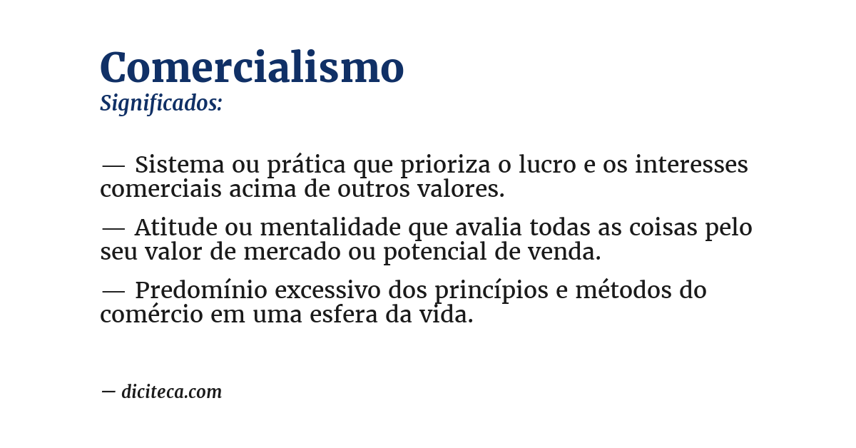 Significado de comercialismo