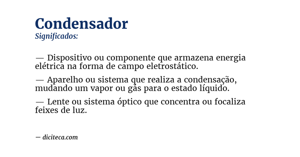 Significado de condensador
