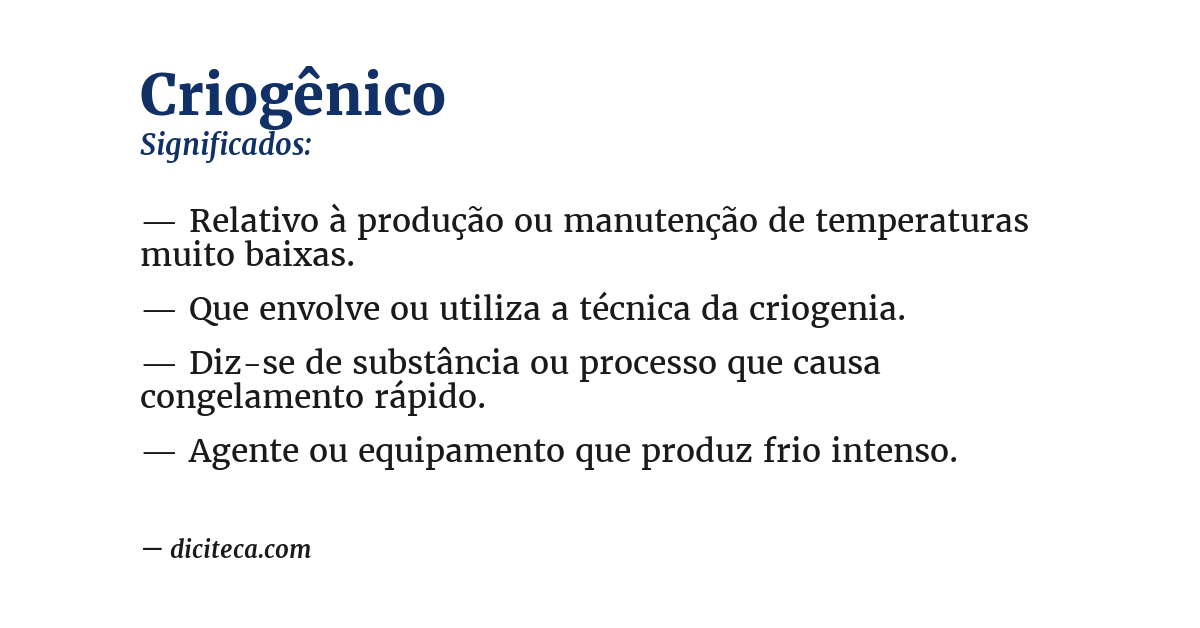 Significado de criogênico