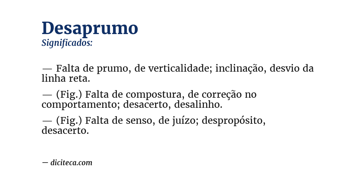 Significado de desaprumo