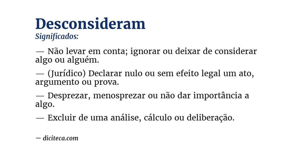 Significado de desconsideram