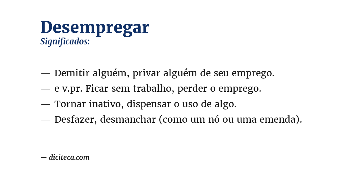 Significado de desempregar