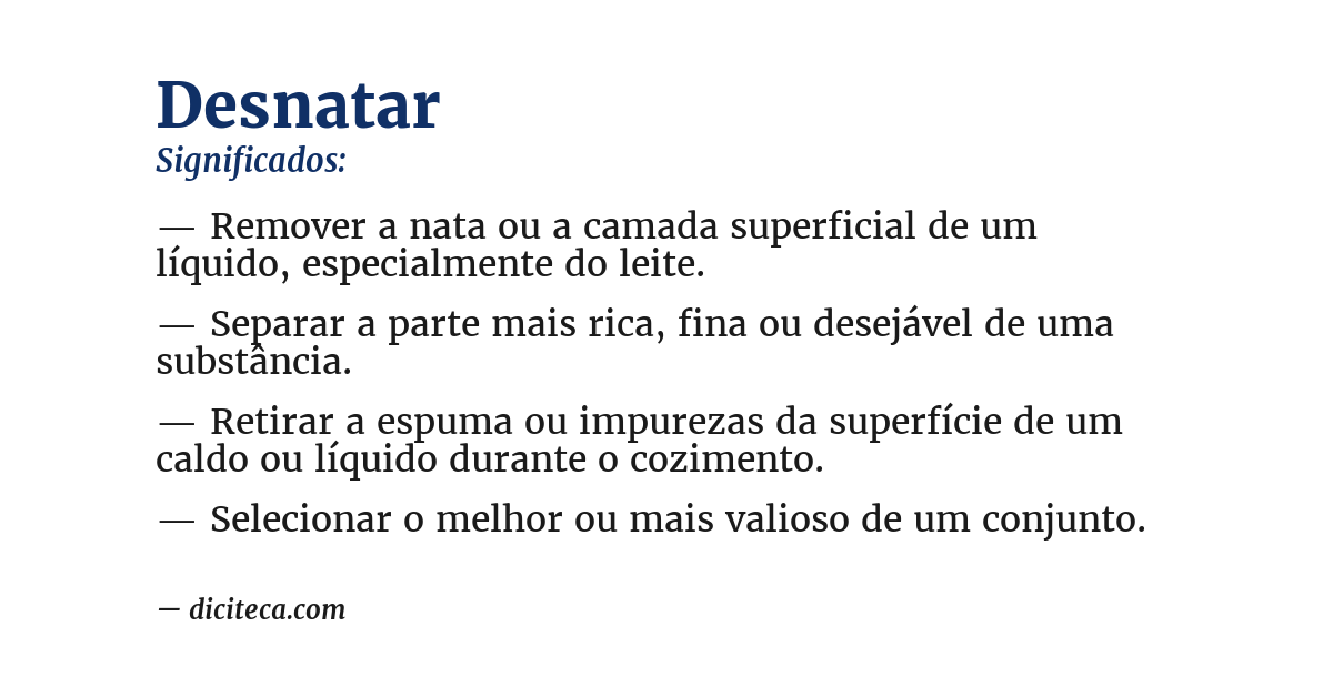 Significado de desnatar