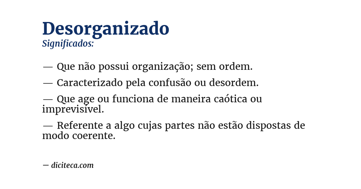 Significado de desorganizado
