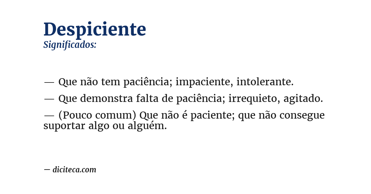 Significado de despiciente
