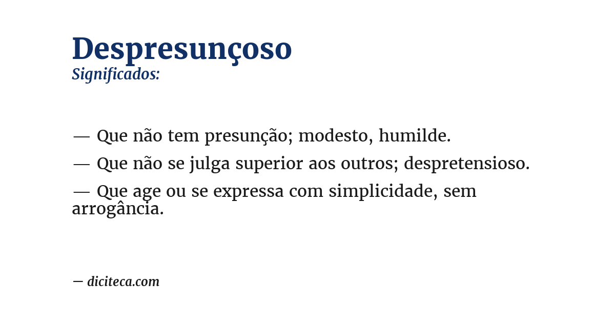 Significado de despresunçoso