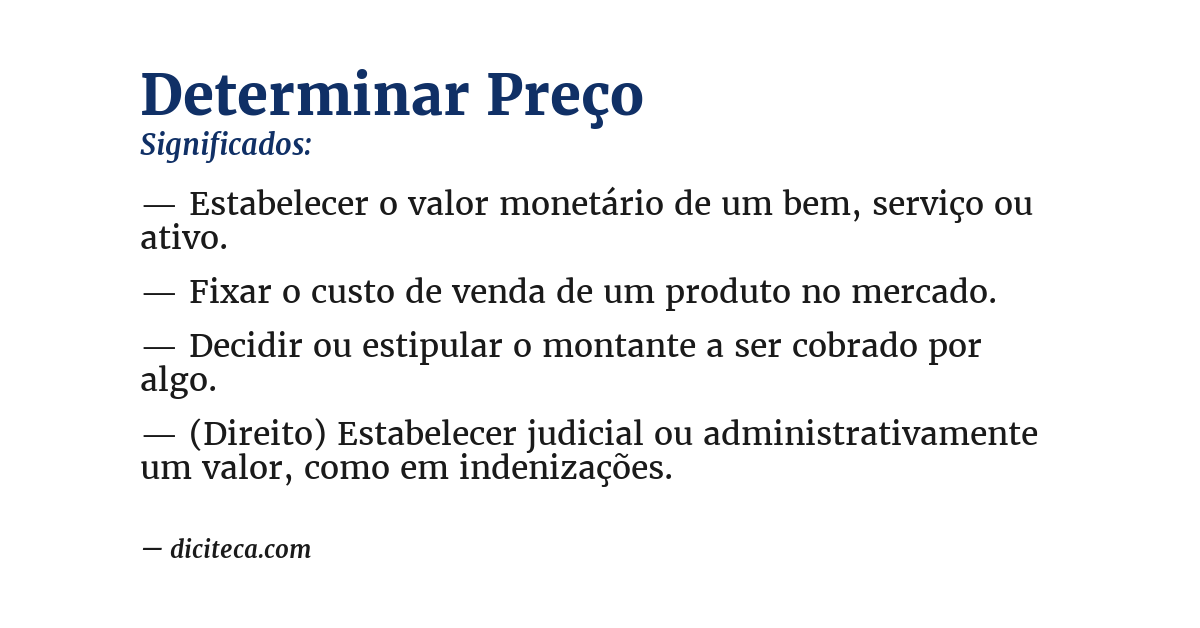 Significado de determinar preço