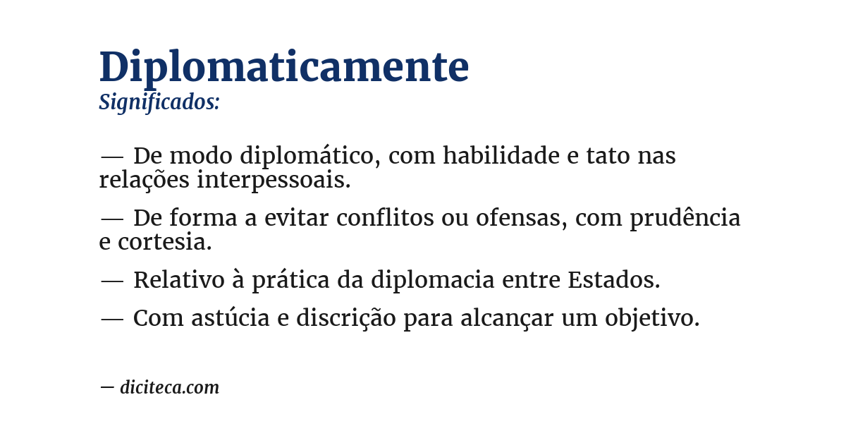 Significado de diplomaticamente
