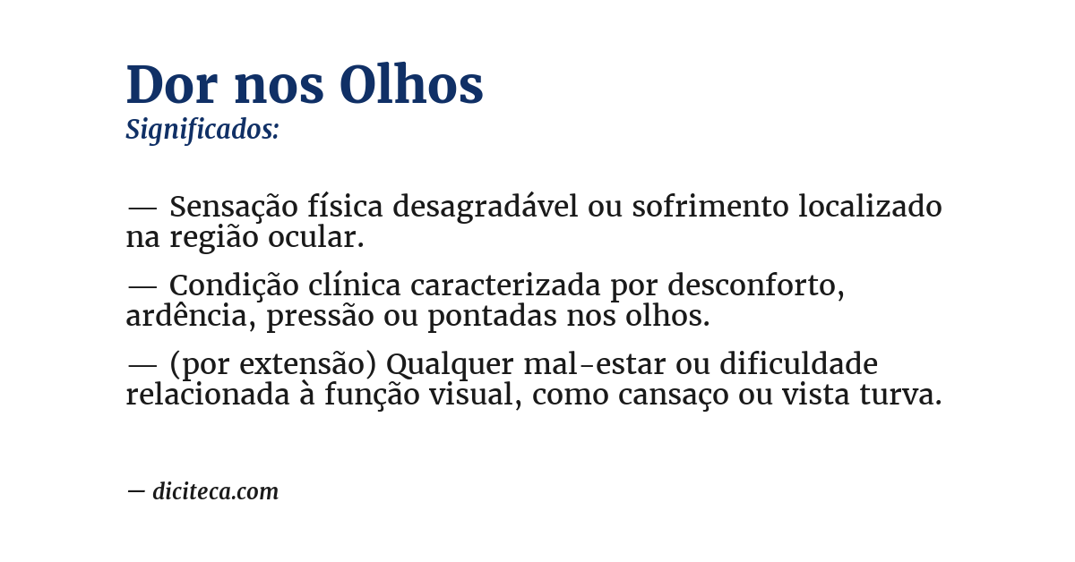 Significado de dor nos olhos