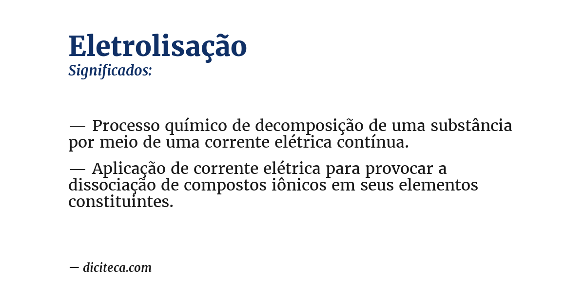Significado de eletrolisação