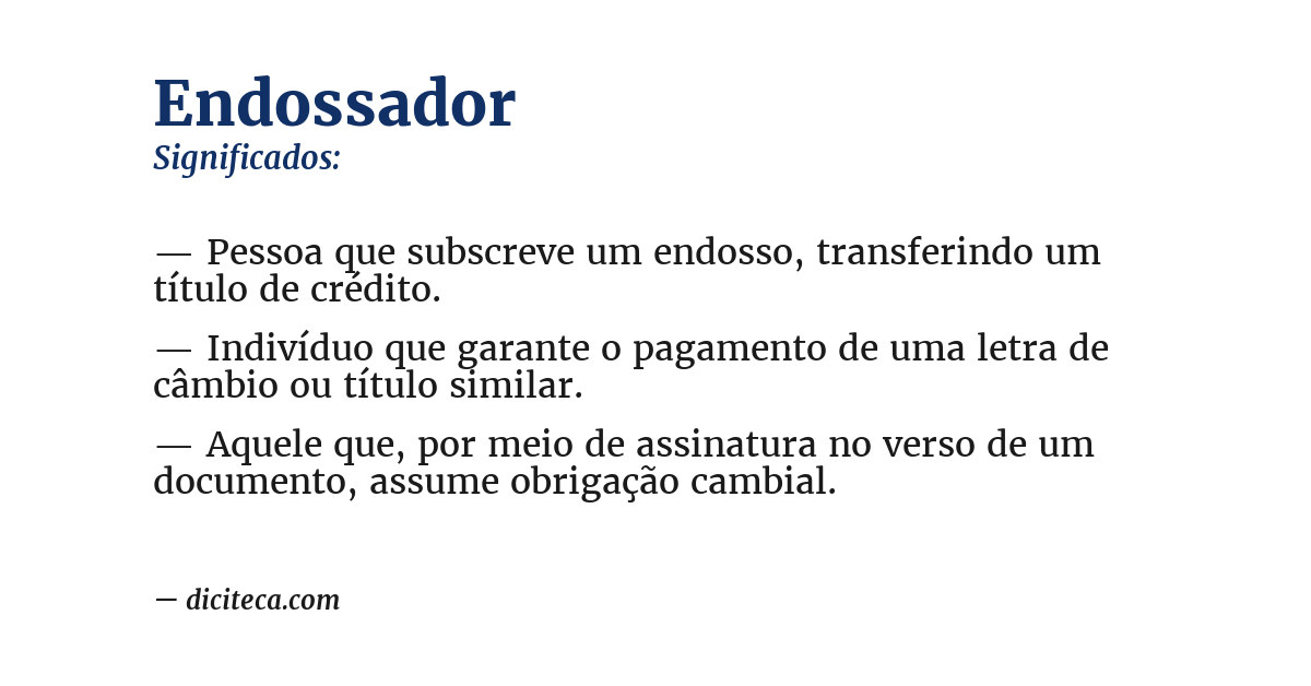 Significado de endossador
