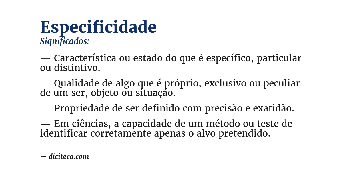Significado de especificidade