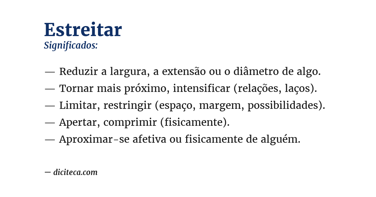 Significado de estreitar