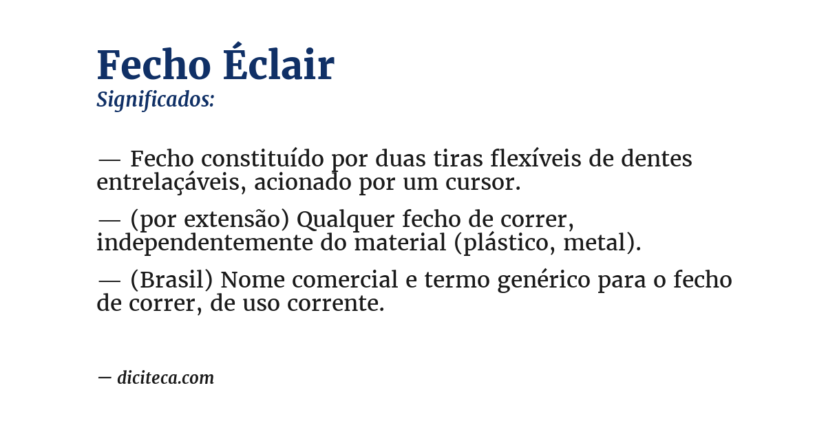 Significado de fecho éclair