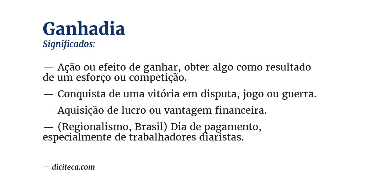 Significado de ganhadia