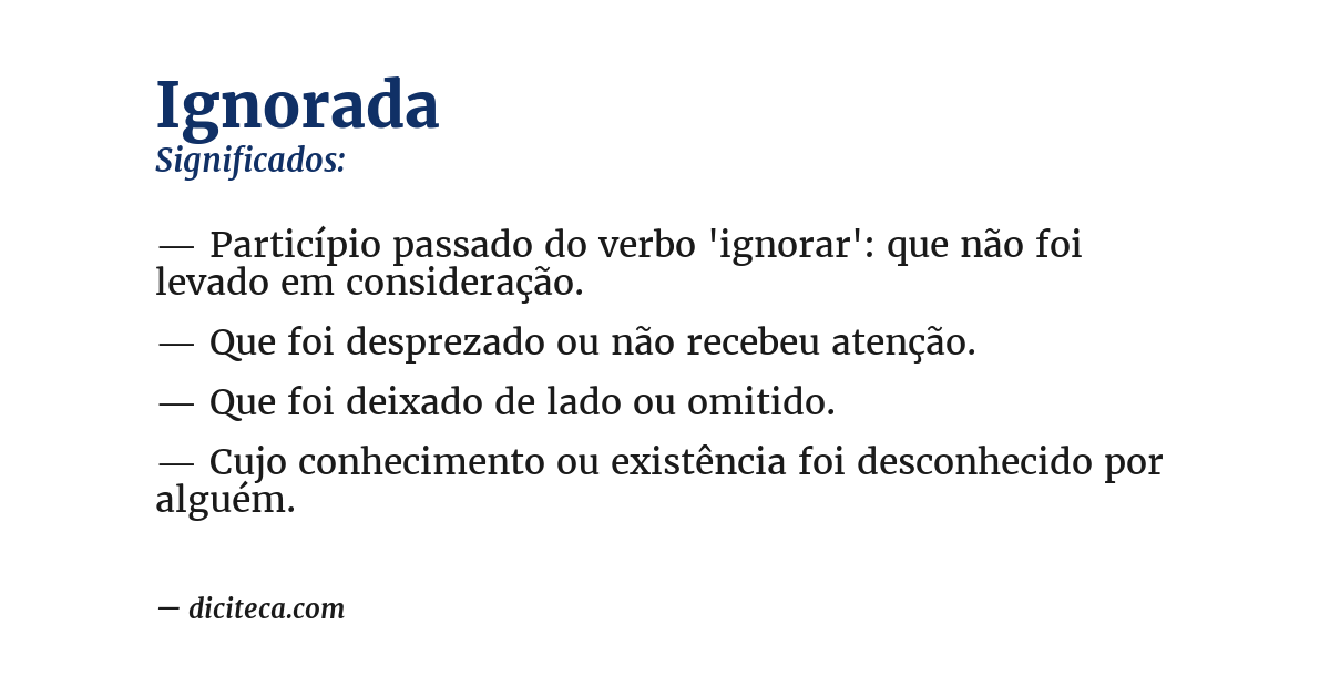 Significado de ignorada