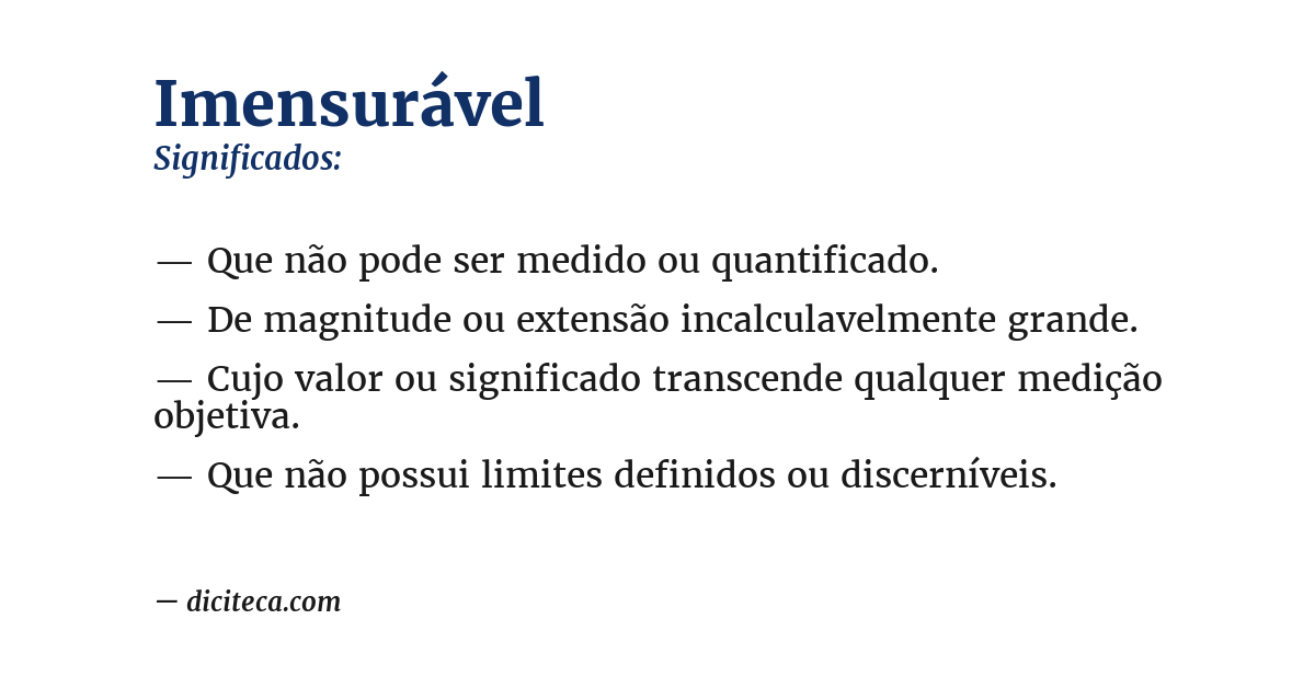 Significado de imensurável