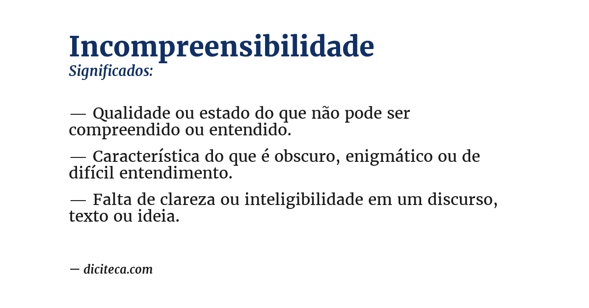 Significado de incompreensibilidade