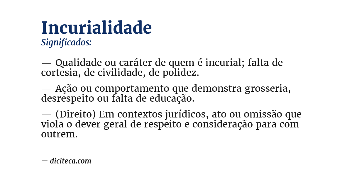 Significado de incurialidade