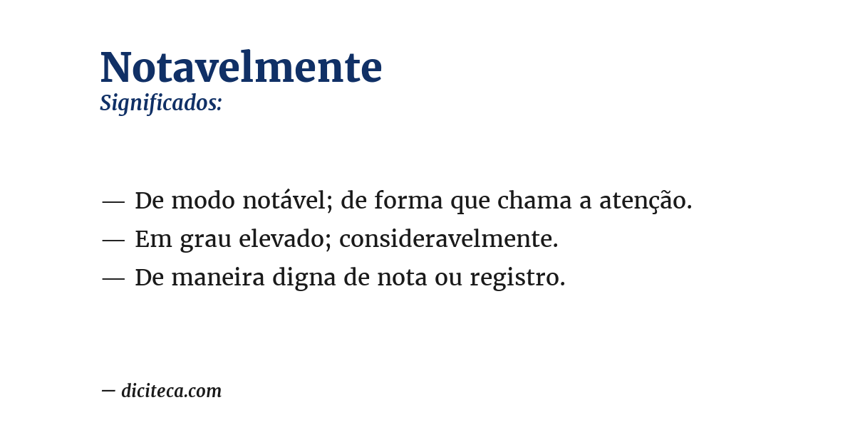 Significado de notavelmente