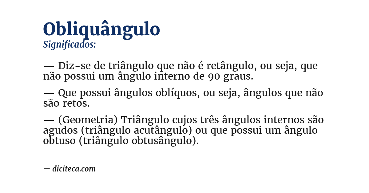 Significado de obliquângulo