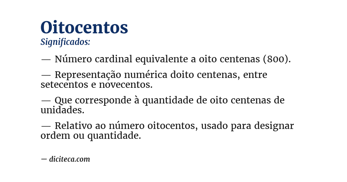 Significado de oitocentos