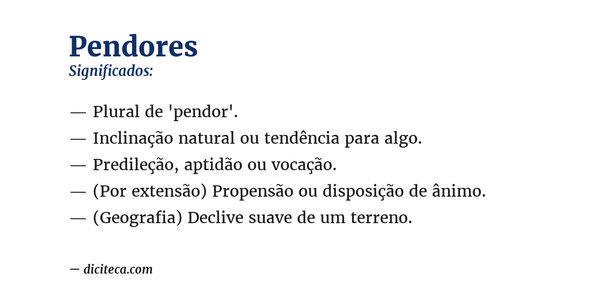 Significado de pendores