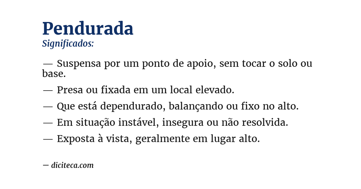 Significado de pendurada