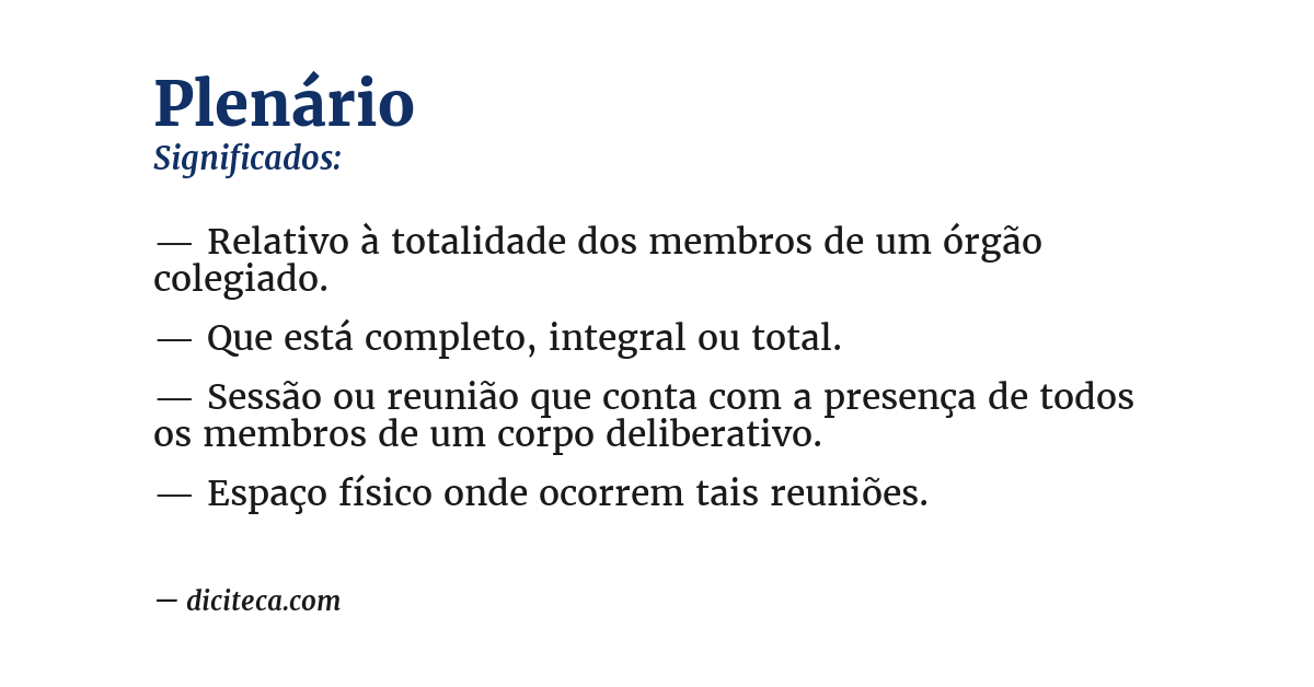 Significado de plenário