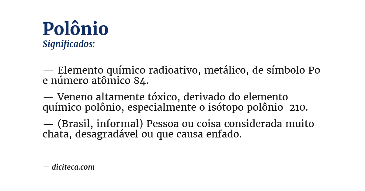 Significado de polônio