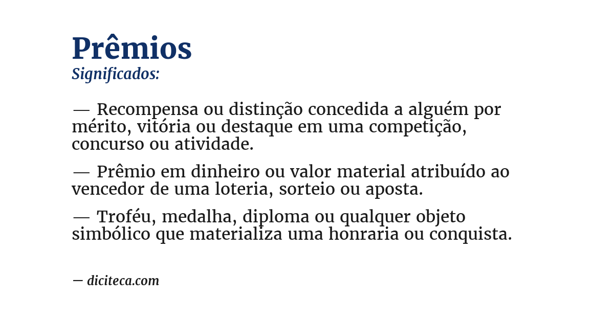 Significado de prêmios