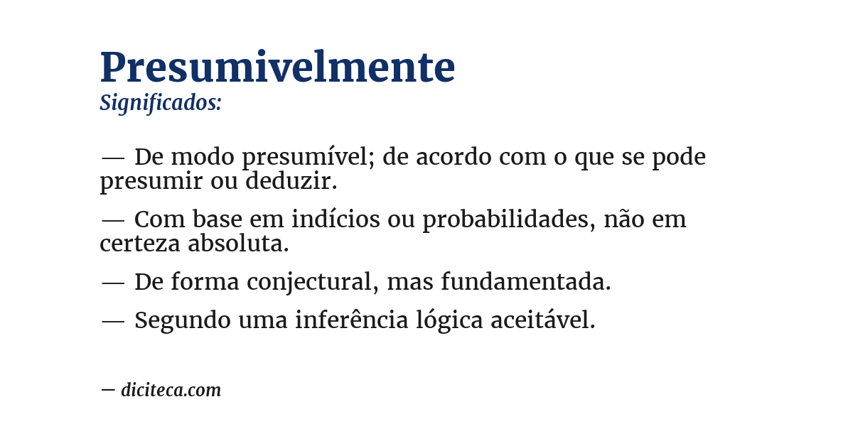 Significado de presumivelmente