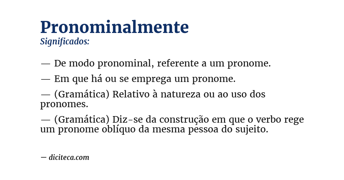 Significado de pronominalmente
