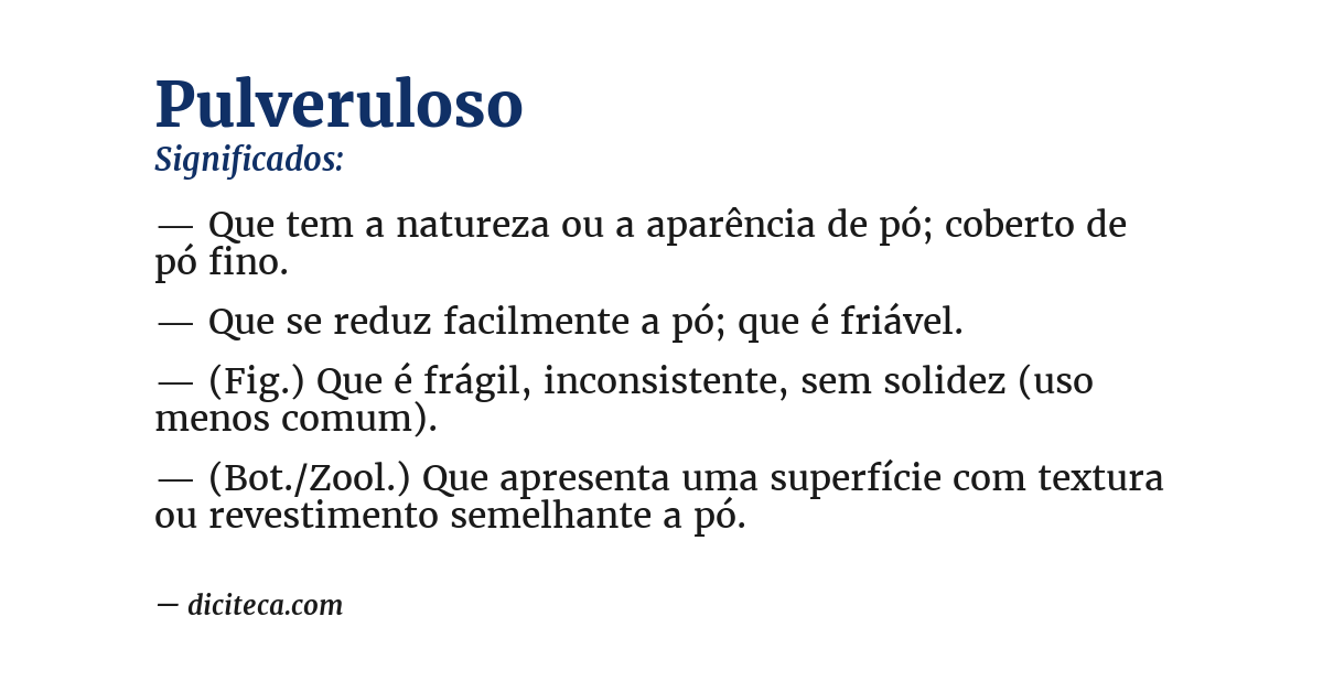 Significado de pulveruloso