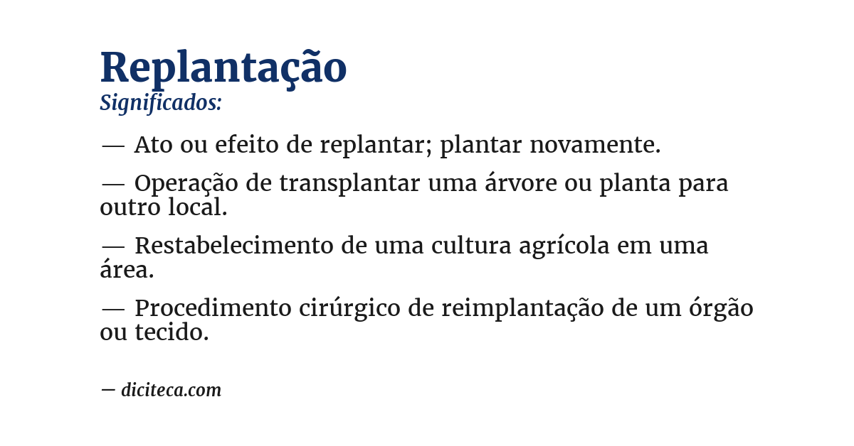 Significado de replantação