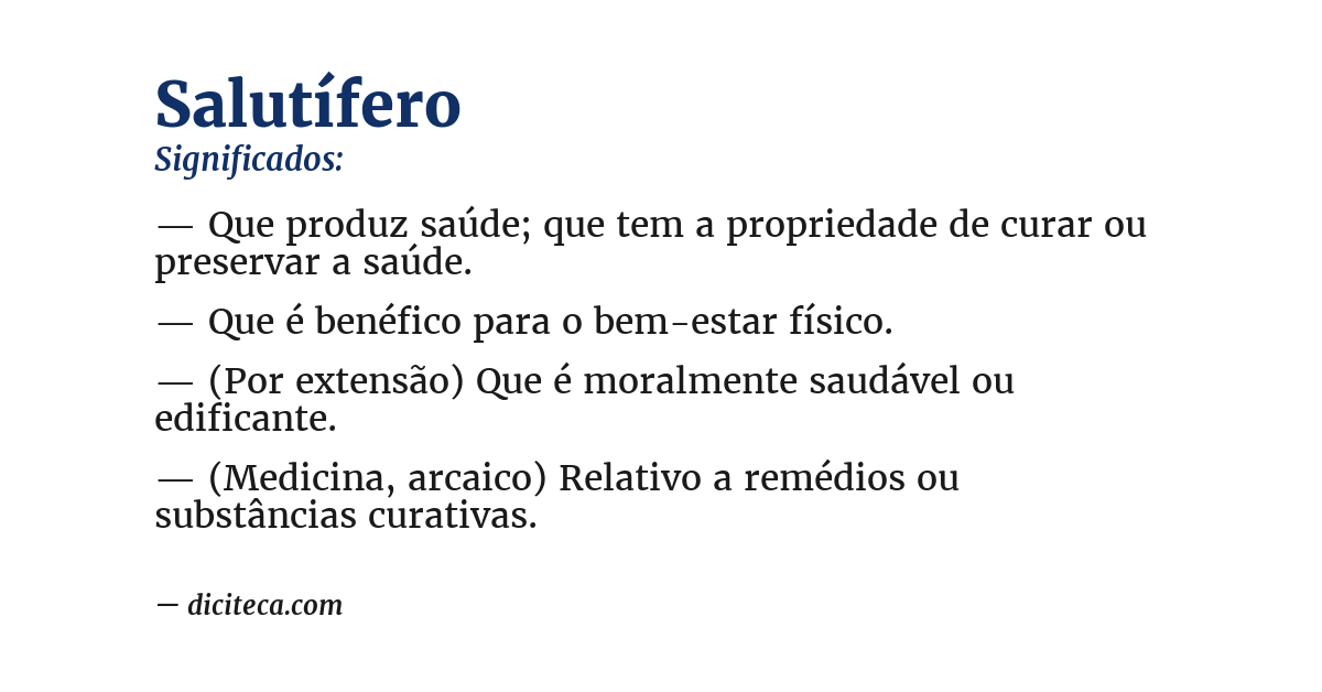 Significado de salutífero