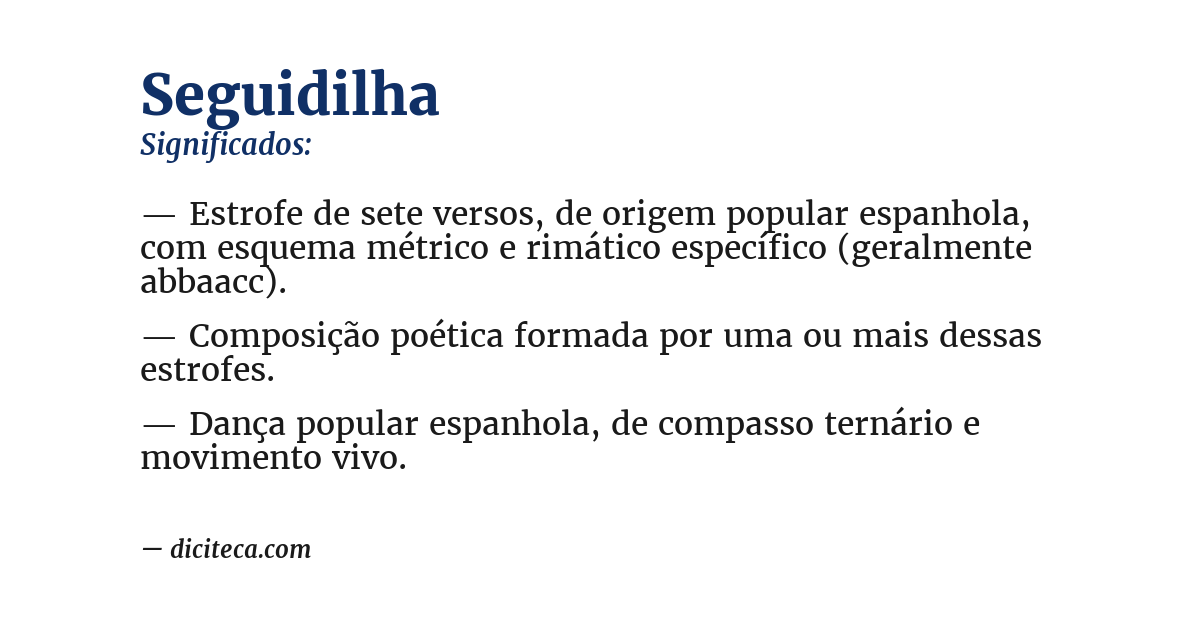 Significado de seguidilha