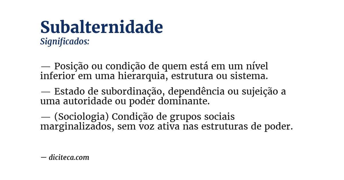Significado de subalternidade