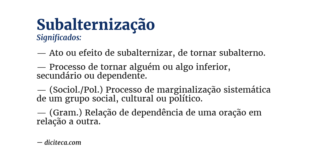 Significado de subalternização