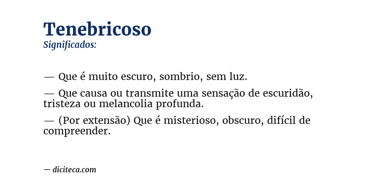 Significado de tenebricoso