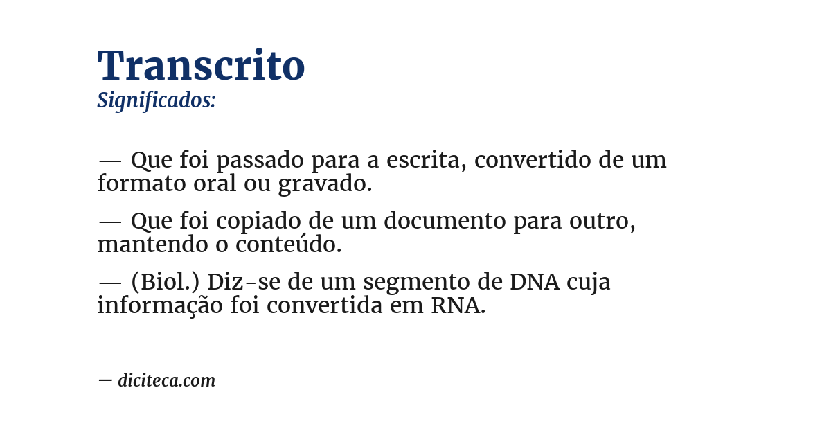 Significado de transcrito