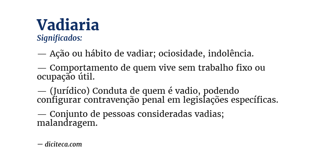 Significado de vadiaria